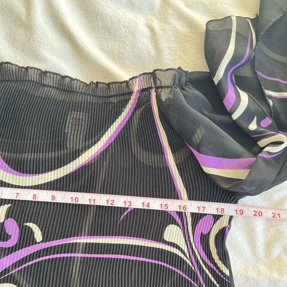 VTG C.O.C. USA Micro Pleated Striped Plisse Top Black Purple, XL Avant Garde Y2K - Picture 5 of 13